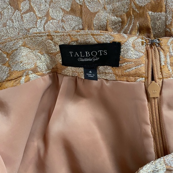 Talbots Womens Size 4 Pencil Straight Metallic Floral Lined Orange Vente… - Picture 3 of 5